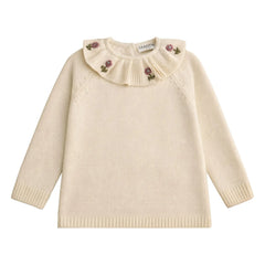 Lililotte - Diana Organic Cotton Embroidered Collared Sweater | Ecru