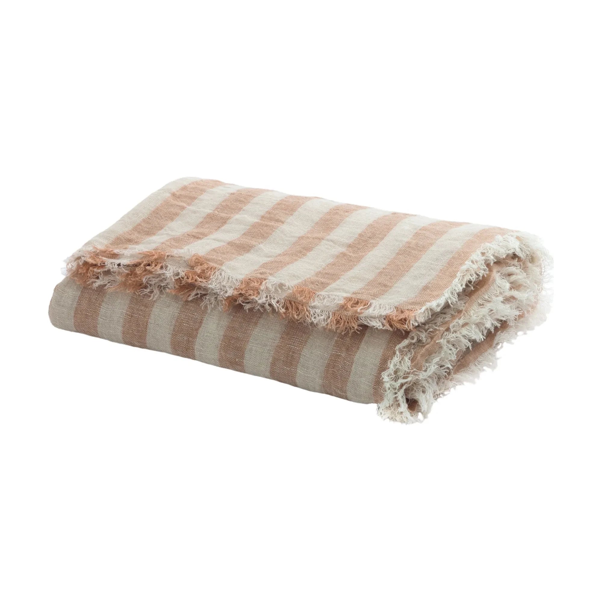 Maison de Vacances - Bayadère Linen Gaze Fringed Curtain | Terracotta