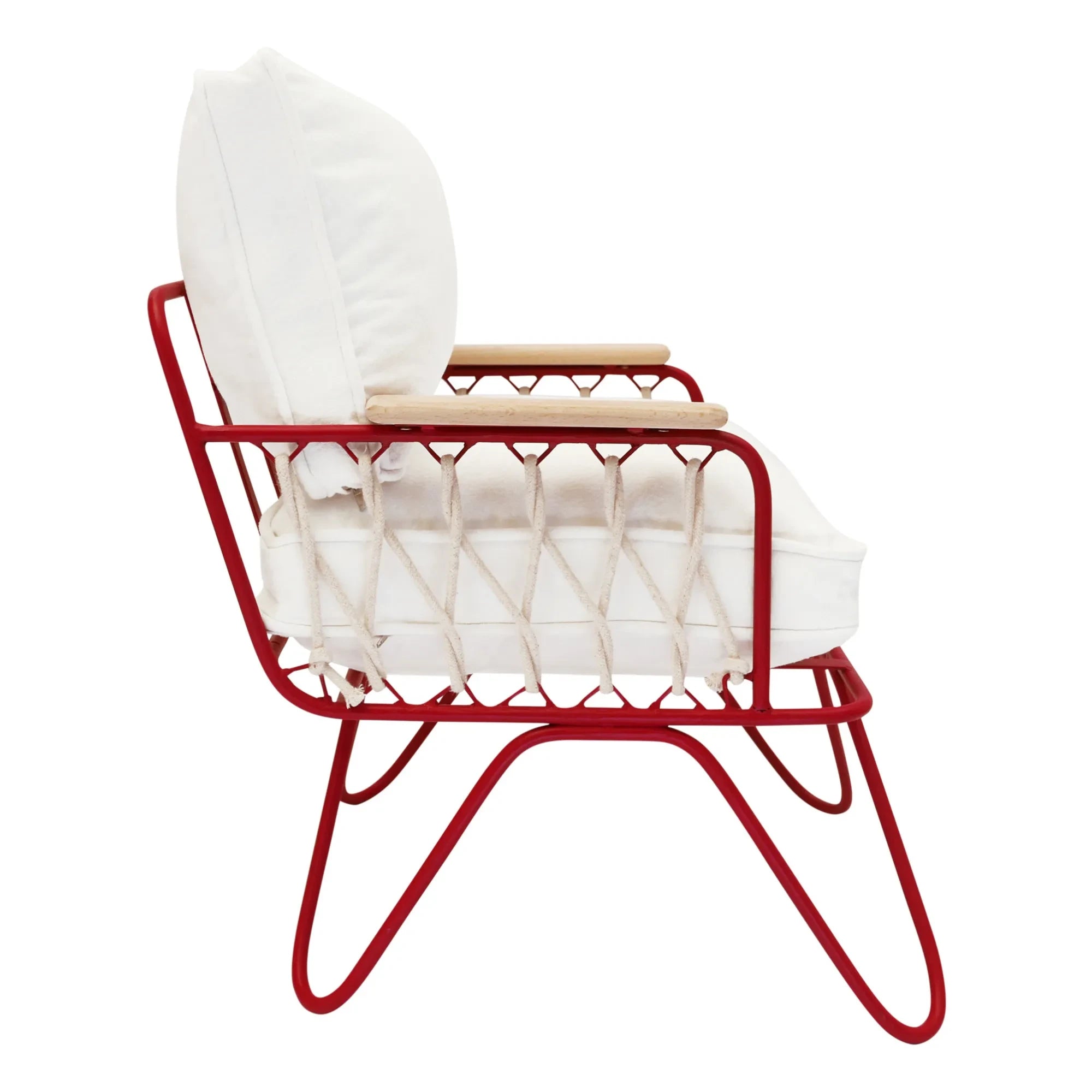 Honoré - Baby Croisette Lounge Chair - Cotton, Red Metal Frame | White