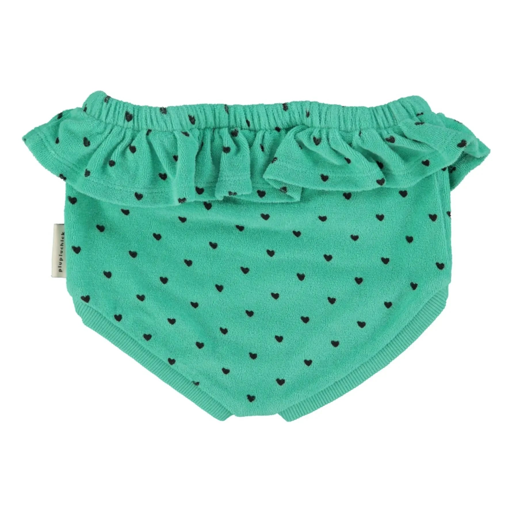 Piupiuchick - Organic Cotton Heart-Print Bloomer | Green
