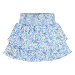 Tumble N'Dry - Floral Patterned Ruffled Skirt Organic Cotton | Light Blue