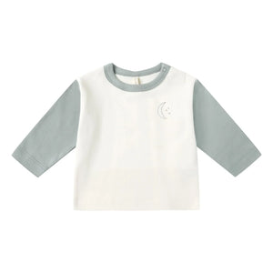 Quincy Mae - Lune Organic Cotton Raglan T-Shirt | Gray Blue