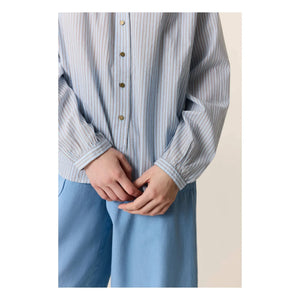 Leon & Harper - Cirus Striped Organic Cotton Blouses | Blue