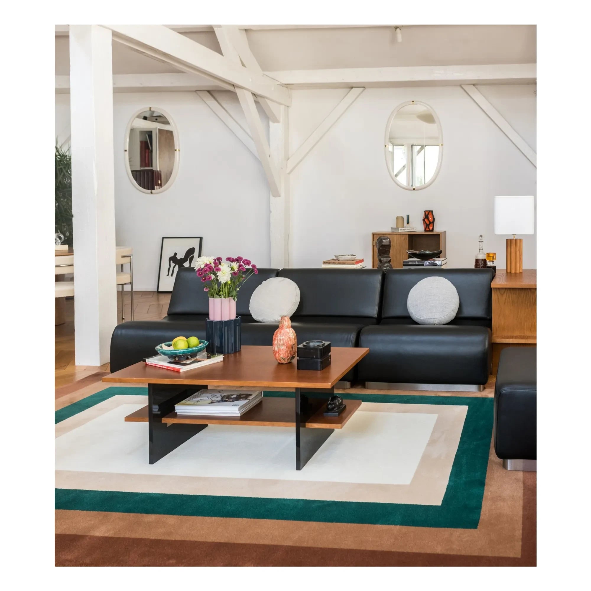The Socialite Family - Luna Quadro wool rug | Green