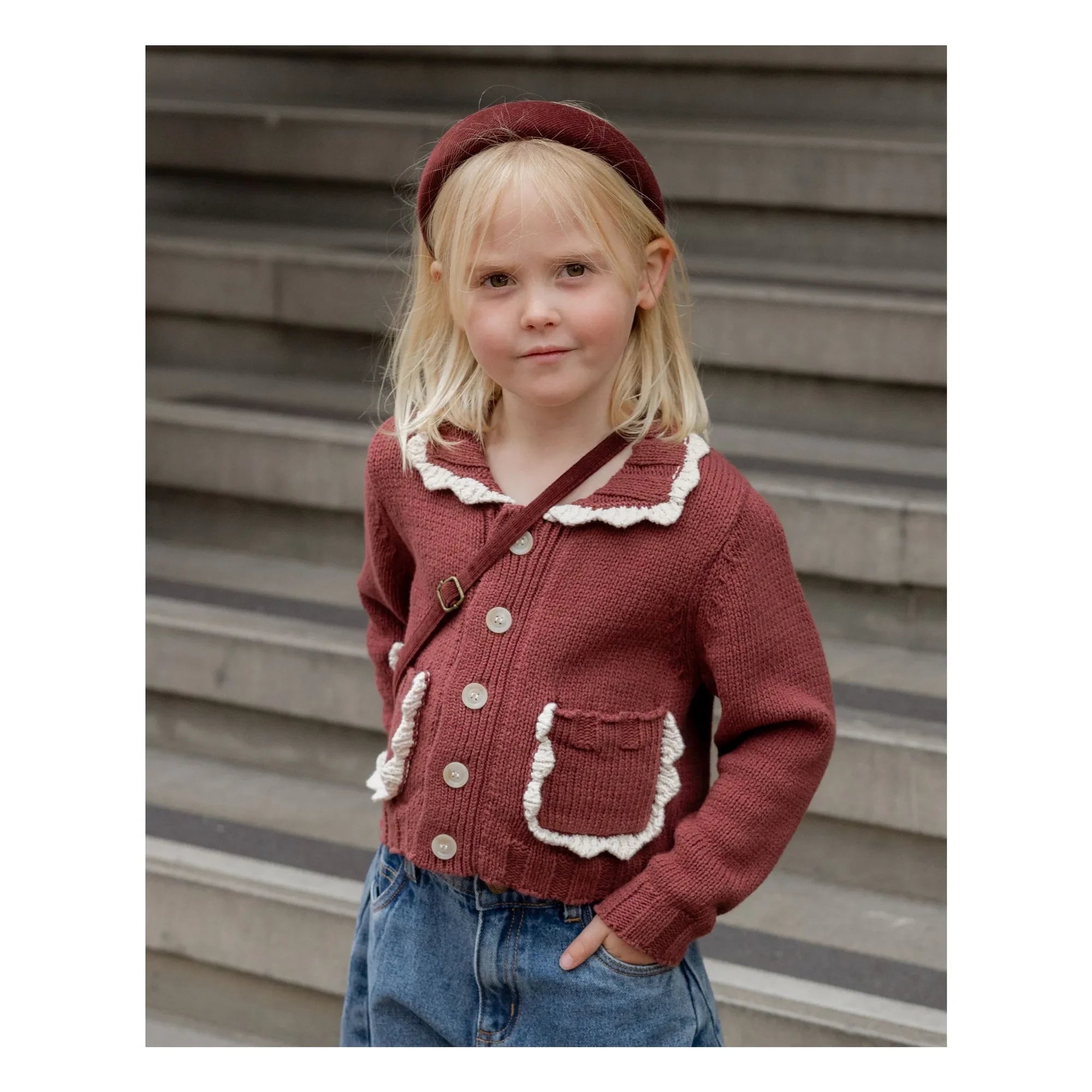 Rylee + Cru - Mini Knit Cardigan | Burgundy
