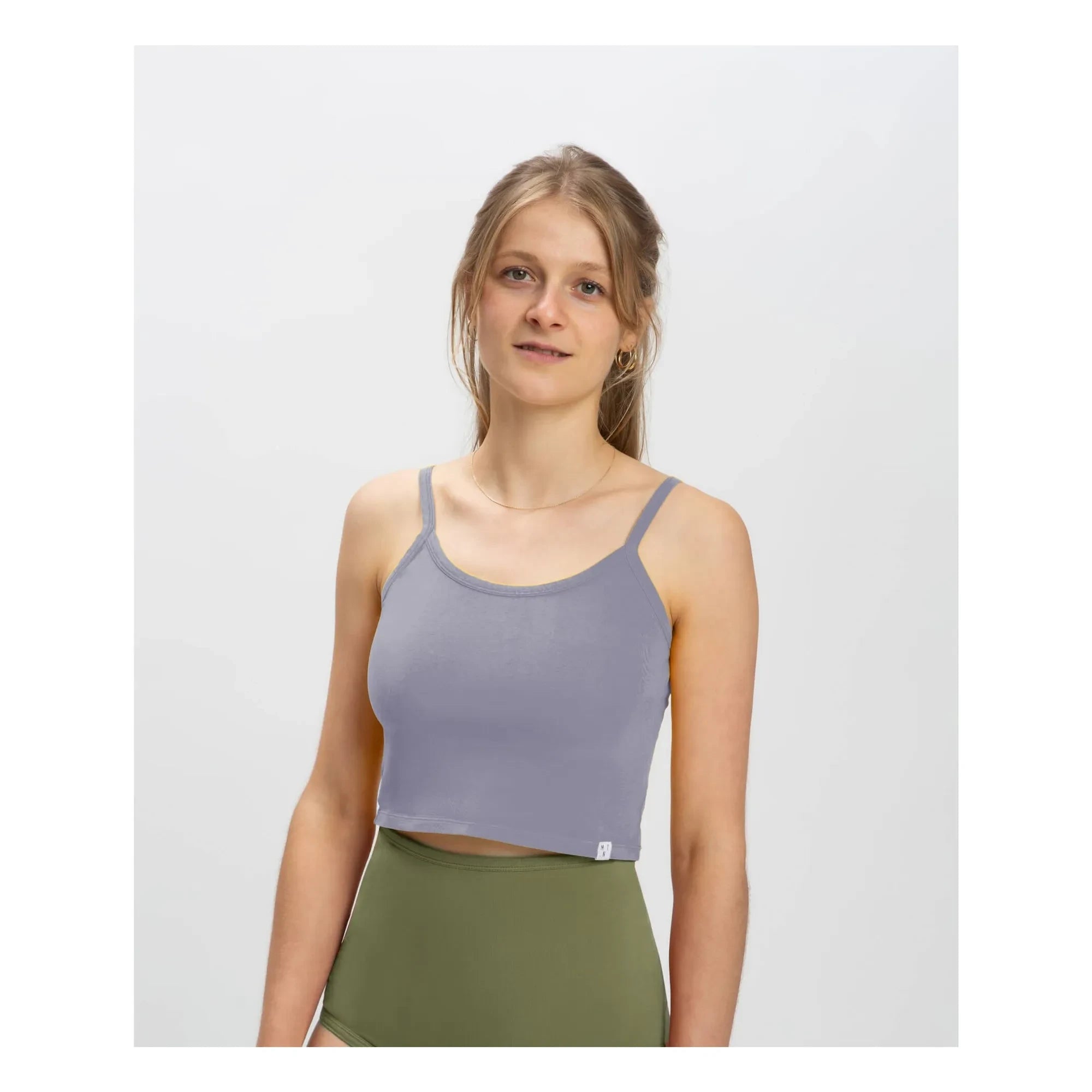 Matona - Organic Cotton Crop Tank Top | Gray Blue