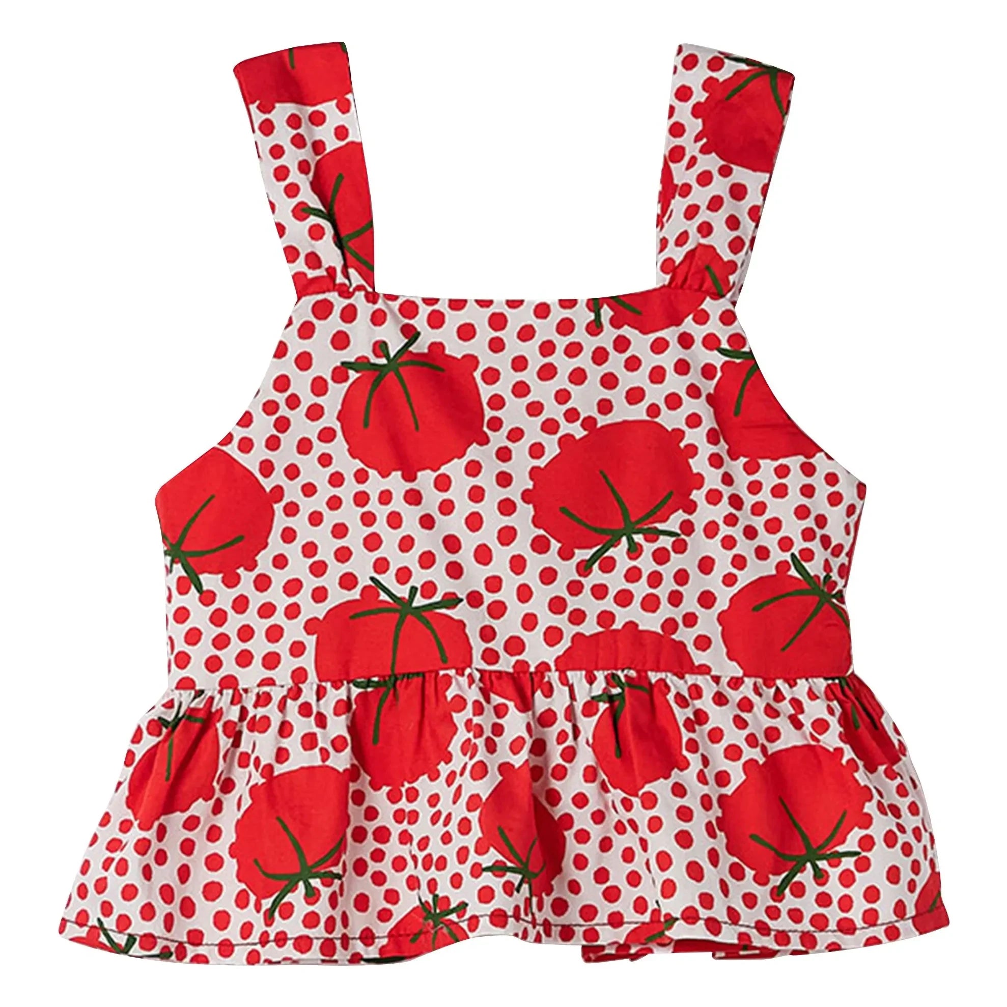 Fabula - Tomato and Pea Ruffled Top | Red