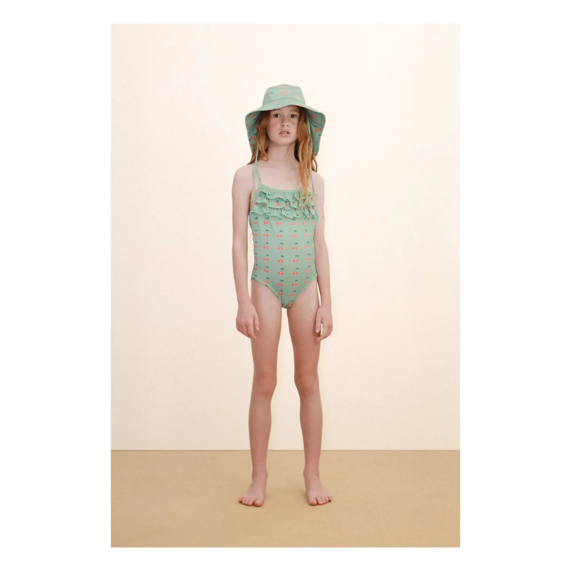 Tinycottons - Cherry Ruffle Swimsuit | Green Water