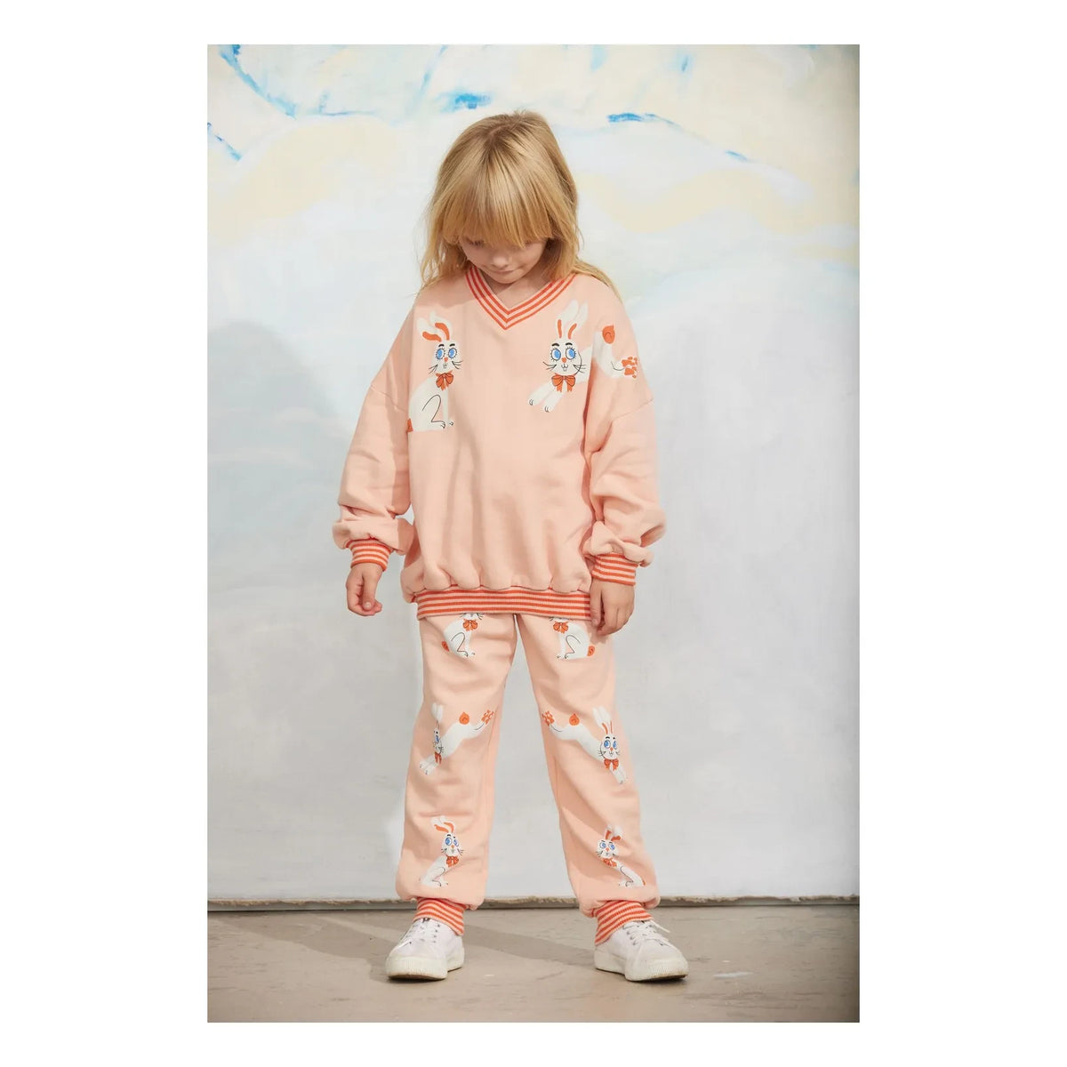 Mini Rodini - Crew neck sweatshirt Rabbits Organic cotton | Pink