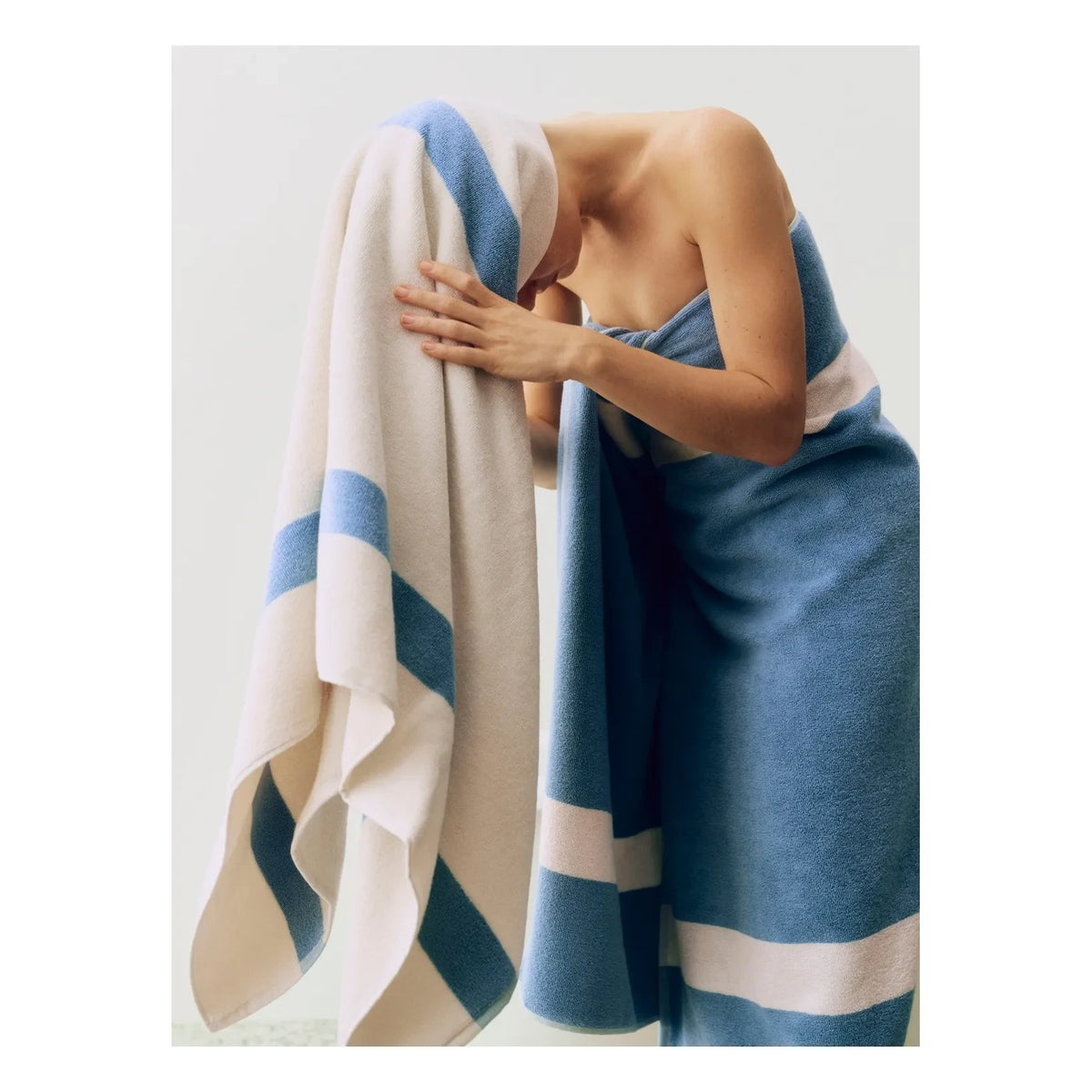 Hay - Striped Bath Sheet | Light Blue