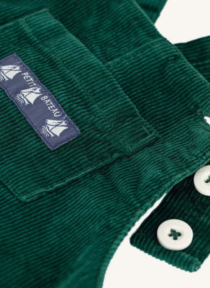 Petit Bateau - Organic Cotton Velvet Overall | Chrome Green