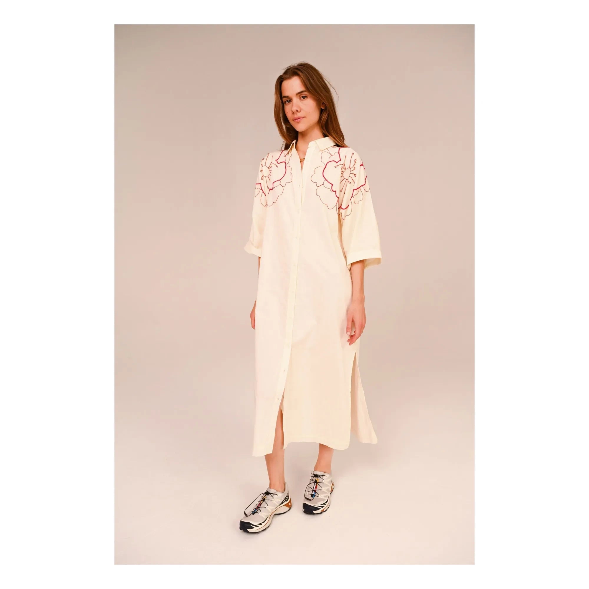 Sacrécoeur - Lou Pivoine Embroidered Cotton Voile Dress | White