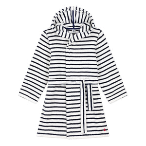 Petit Bateau - Striped Towel Robe | Navy