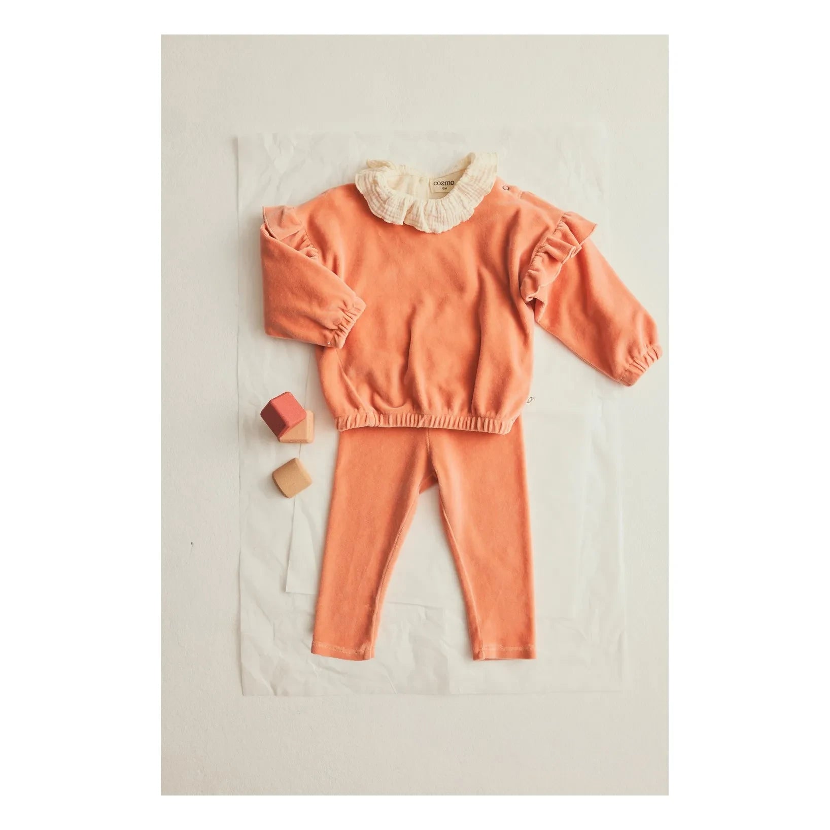 Cozmo - Organic Cotton Velvet Leggings | Peach