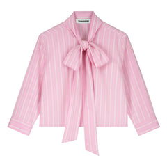 Tangerine - Striped Bow Blouse | Pale Pink