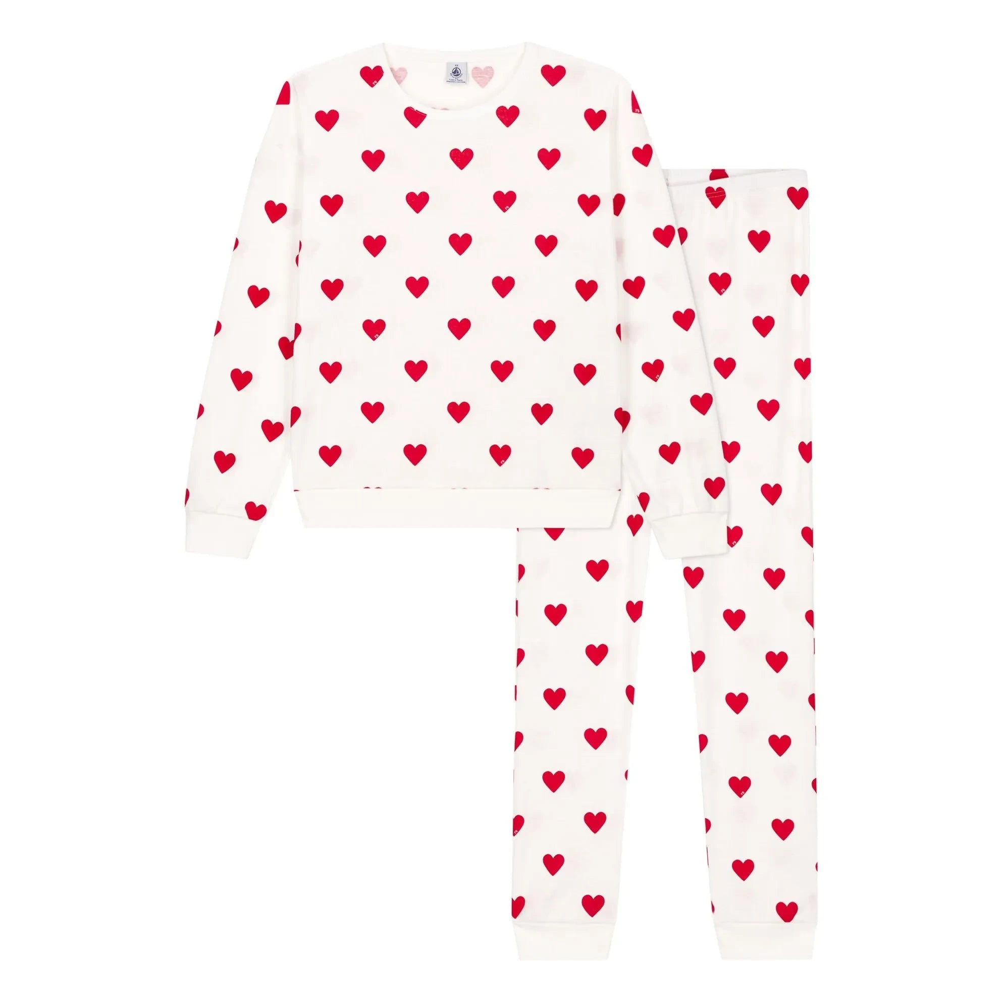 Petit Bateau - Heart Pajama Set - Women's Collection | White