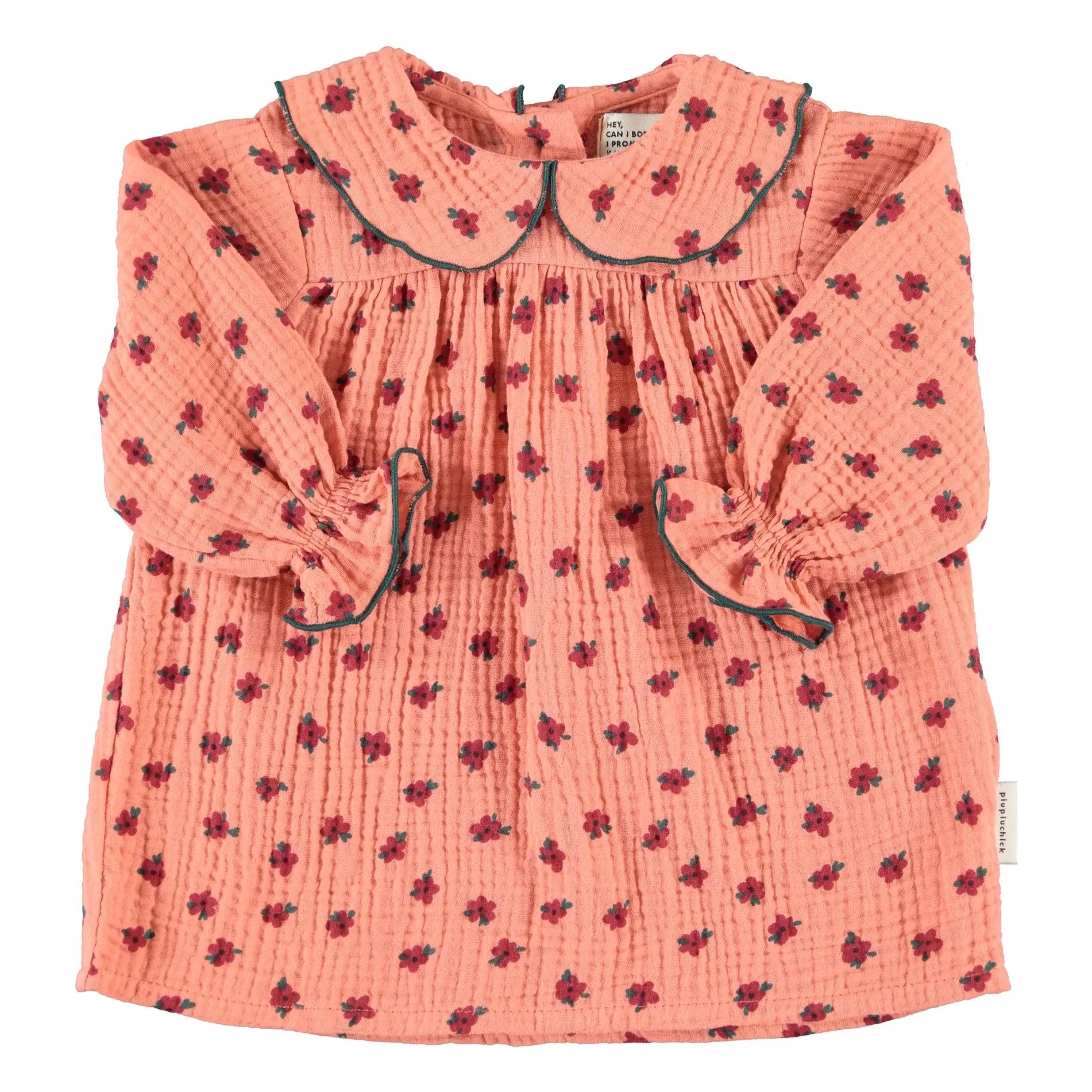 Piupiuchick - Organic Cotton Baby Floral Dress | Coral