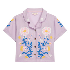 Louise Misha - Alova Organic Cotton Embroidered Shirt | Plum
