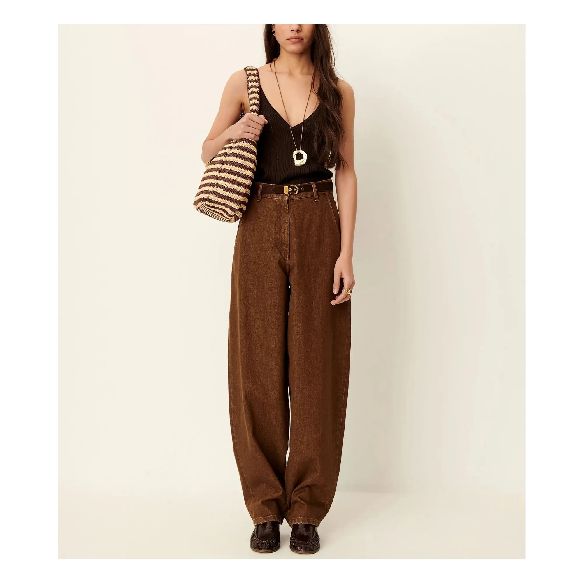 Sessùn - Attita Cotton Tank Top | Brown