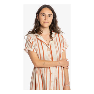Matona - Striped Linen Midi Shirt Dress | Off White