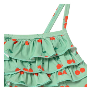 Tinycottons - Cherry Ruffle Swimsuit | Green Water