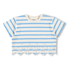 Molo - Rosita Striped Organic Cotton T-Shirt | Light Blue