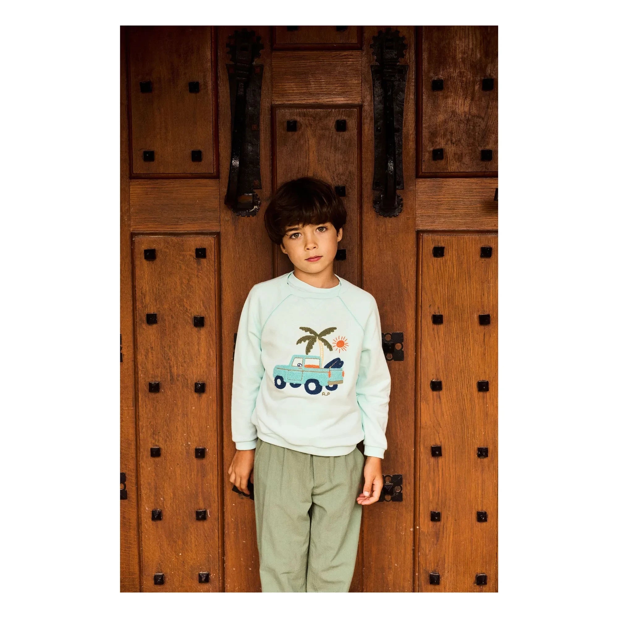 Arsène and Les Pipelettes - Turquoise Sweat Car Organic Cotton