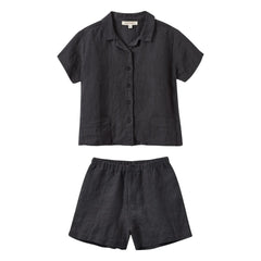Caramel - Bamboo Linen Shirt and Shorts Set | Abyss Blue