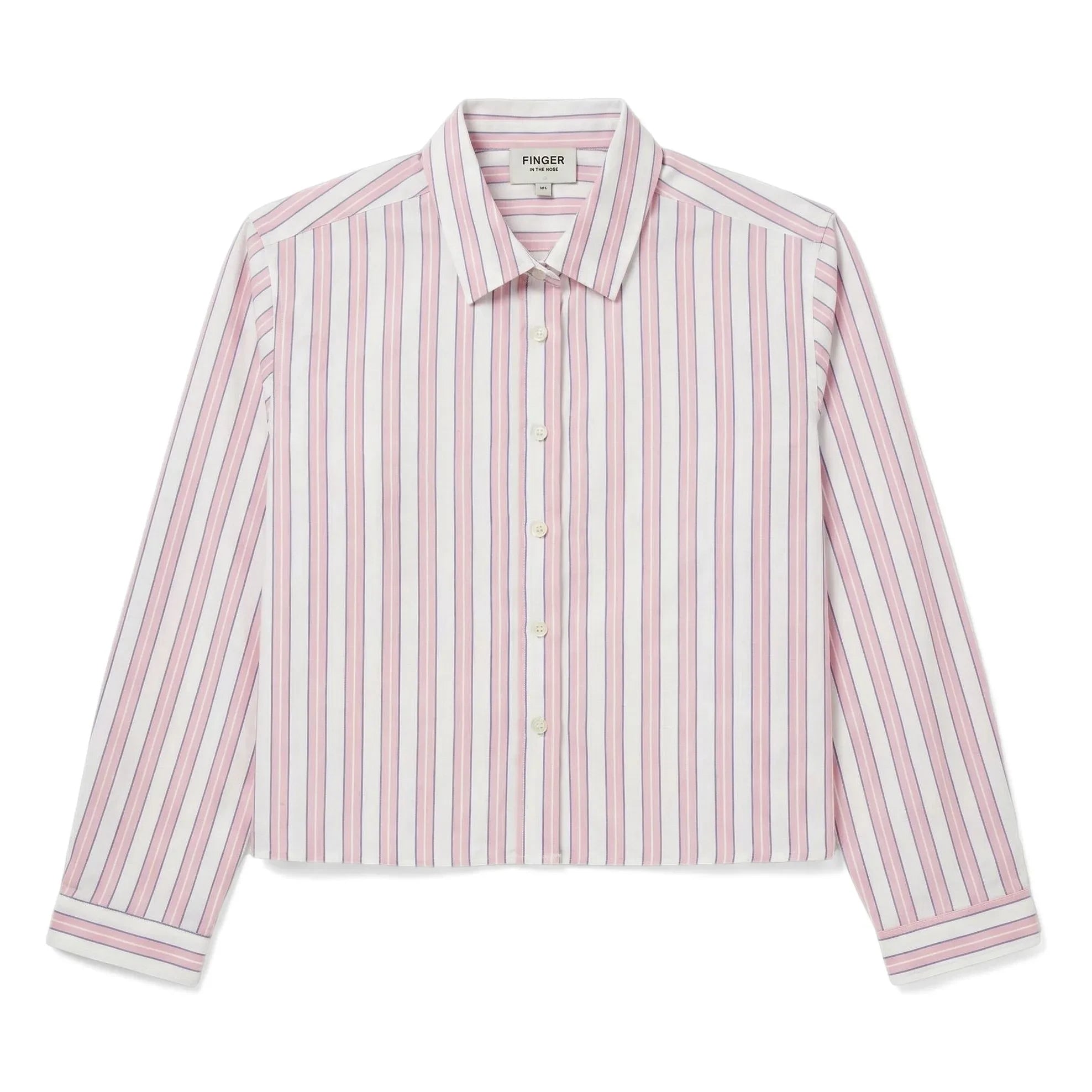 Finger in the nose - Crush Striped Short Shirt | Light Pink