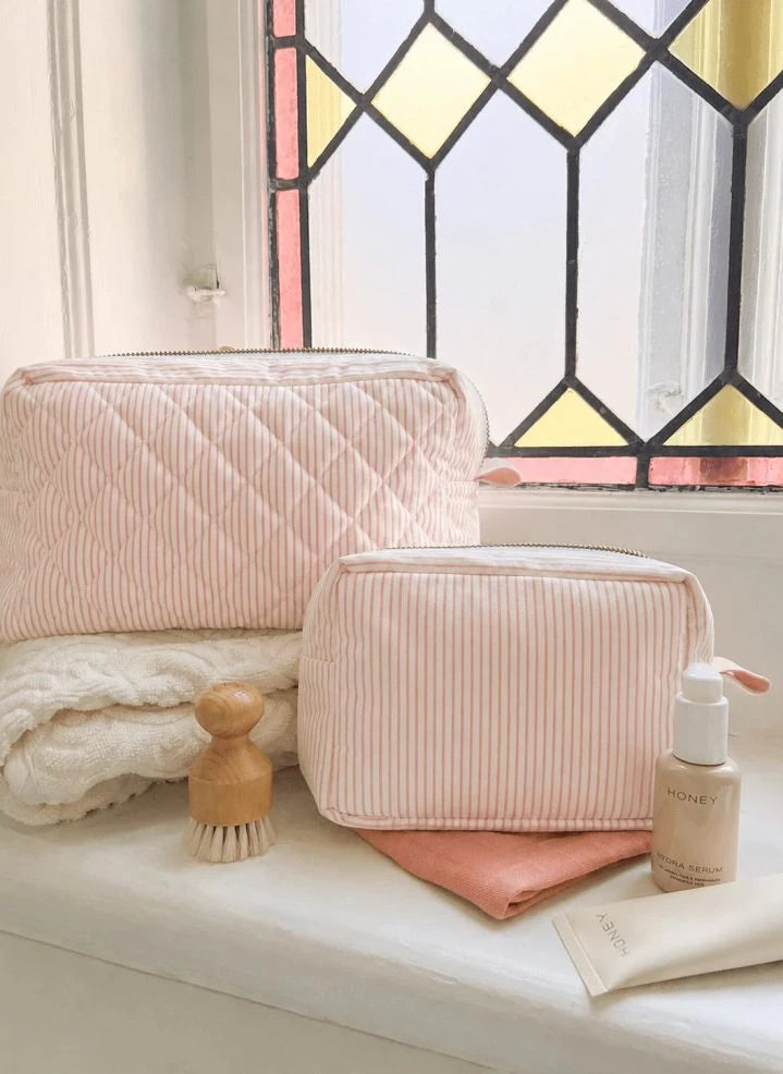 Cam Cam - Classic Striped Makeup Bag | Pink
