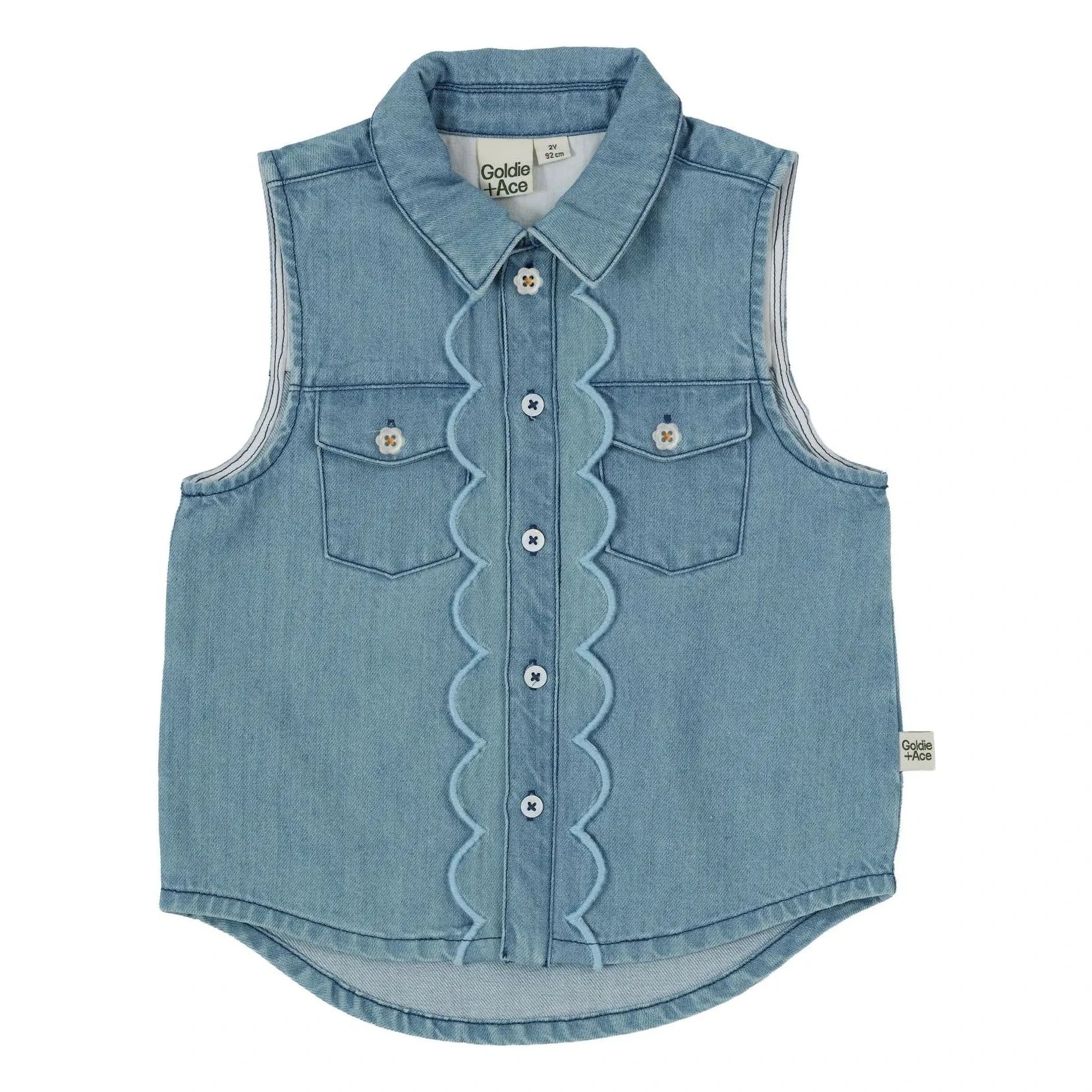 Goldie + Ace - Sleeveless Chambray Vest | Blue