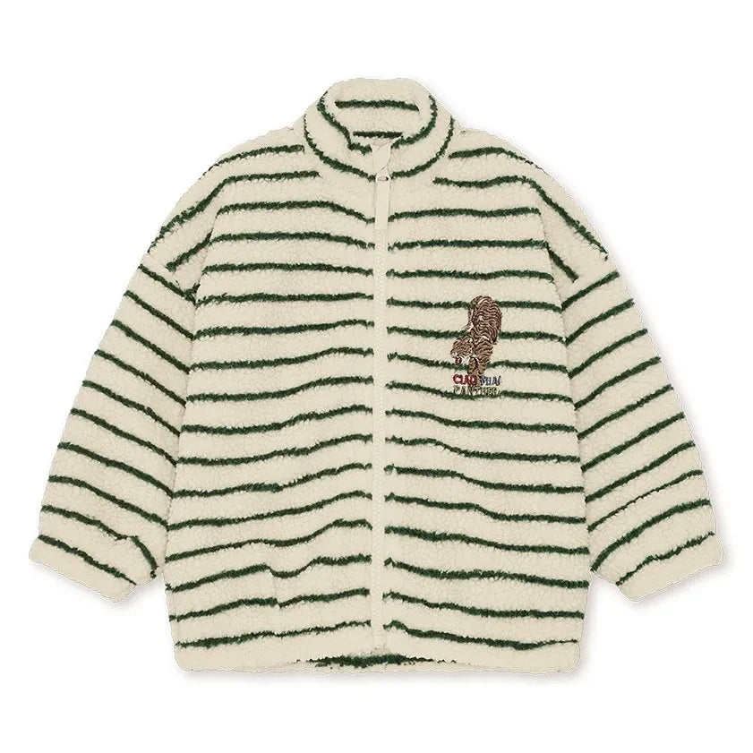 Konges Sløjd - Recycled Fiber Jody Striped Sherpa Jacket | Ecru