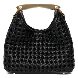 Elleme - Small Boomerang Knitted Leather Bag | Black