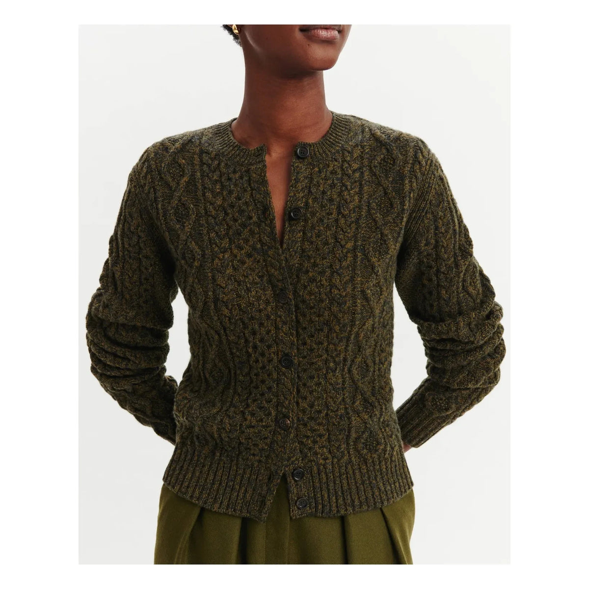 Bompard - Cashmere Cable Knit Cardigan | Olive