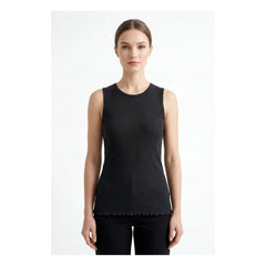 Hod - Navy Blue Linen Tank Top | Black