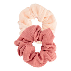 Bachca - Cotton Muslin Scrunchie - Set of 2 | Pink