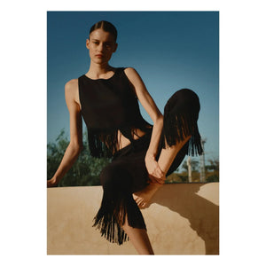 Vanessa Sposi - Linen Fringed Trousers | Black