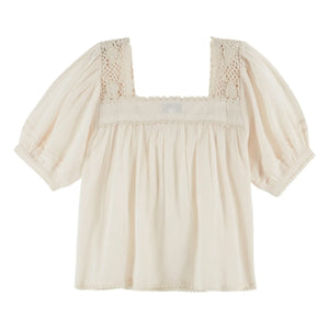 Emile et Ida - Floral Cotton Crochet Blouse | Cream