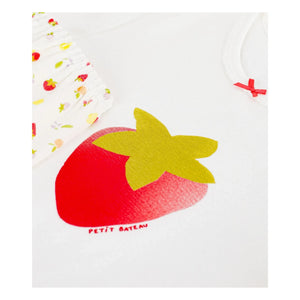 Petit Bateau - Strawberry Patterned Organic Cotton Short Pajamas | Ecru