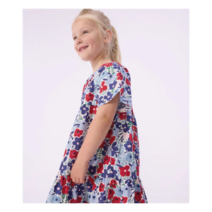 Petit Bateau - Organic Cotton Poplin Floral Dress | Blue