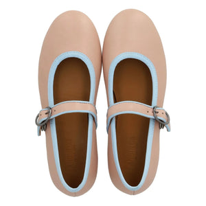 Angulus - Mary Jane Flats with Contrast Stripes | Light Pink