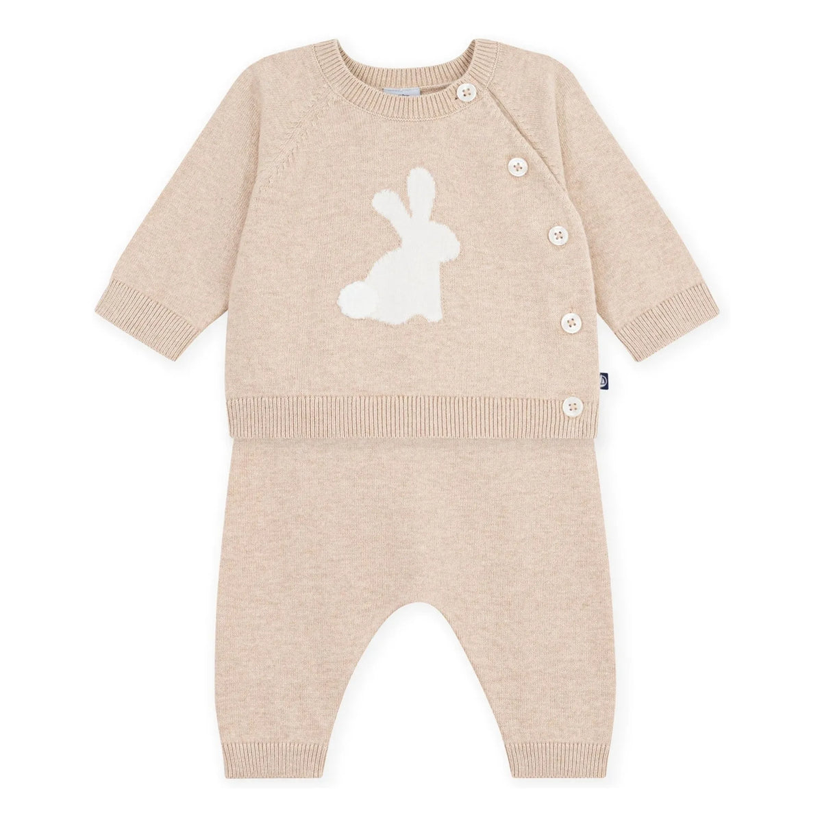 Petit Bateau - Organic cotton knitted sweater and pants set | Beige