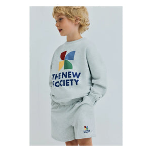 the new society - TNS Logo Jogger Şort | Heather grey