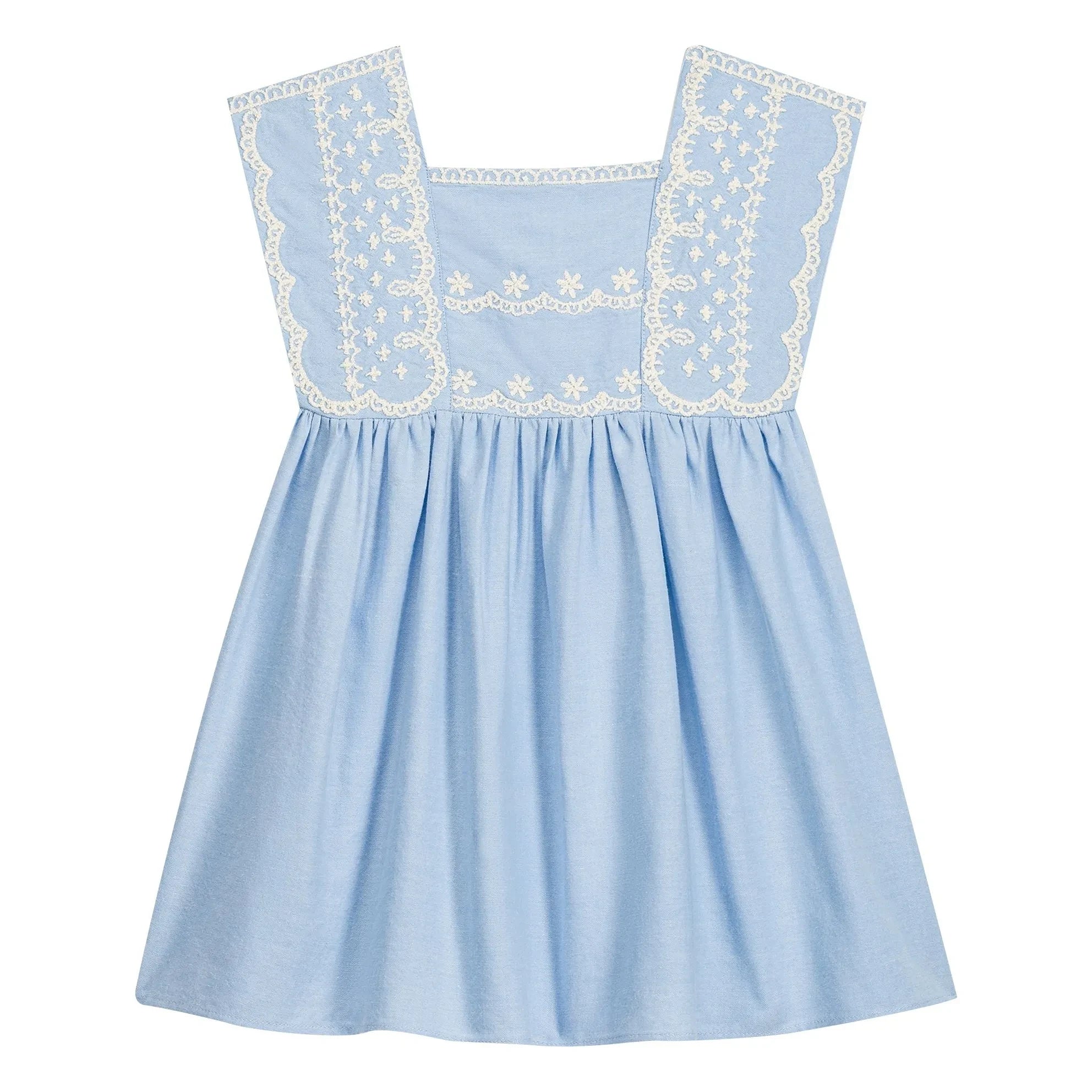 Louise Misha - Briska Organic Cotton Embroidered Dress | Light Blue