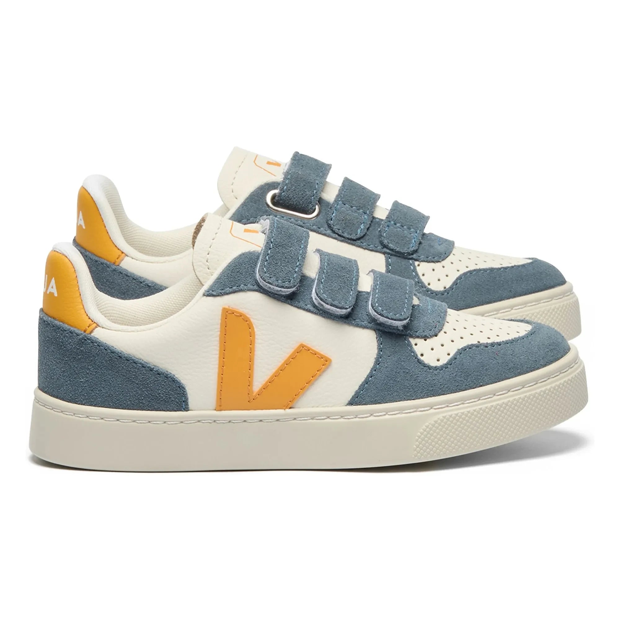 Veja - Small V-10 Leather Scratched Sneakers | Blue