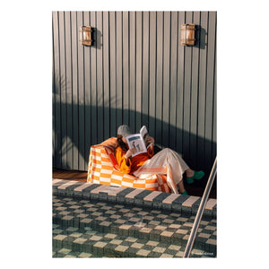 Nobodinoz - Matteo Tiles outdoor long pouf | Orange