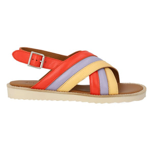 Angulus - Color Block Cross Strap Sandals | Pale Yellow