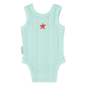 Piupiuchick - Peace Organic Cotton Ribbed Bodysuit | Turquoise