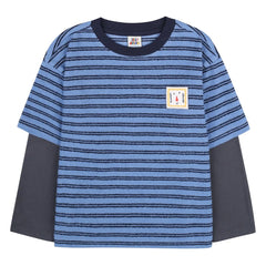 Jelly Mallow - Layered Striped T-Shirt | Blue
