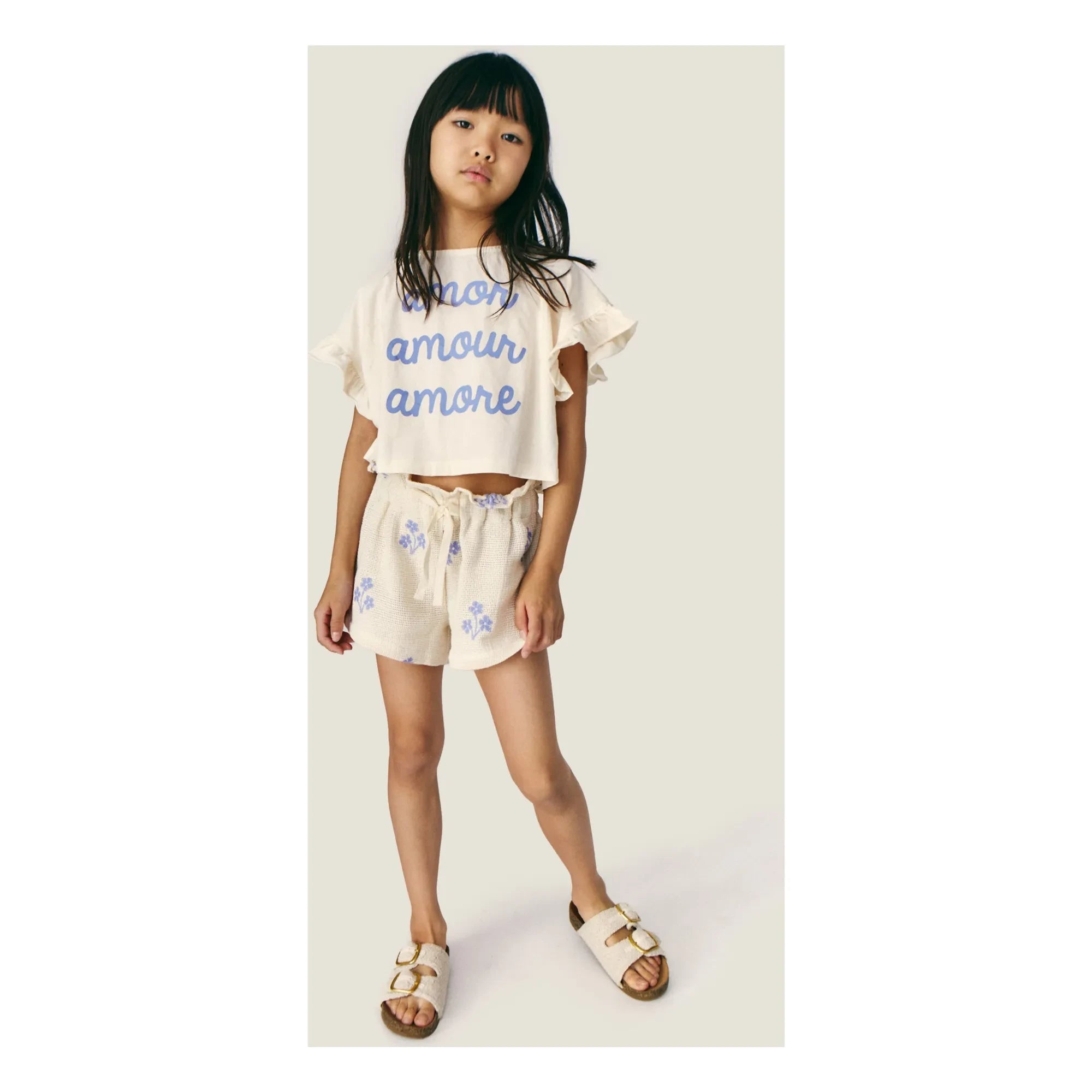 Mipounet - Sandrine Organic Cotton Floral Shorts | Ecru